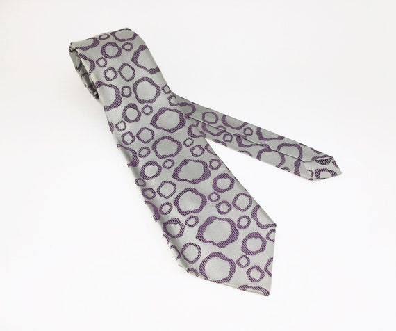1970s Wide Silver & Purple Abstract Tie Men's Vin… - image 5