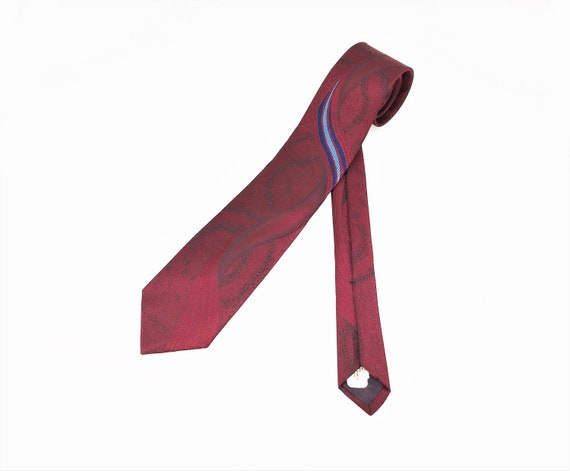 1980s Vintage Red Skinny Necktie Narrow Men's Vin… - image 7