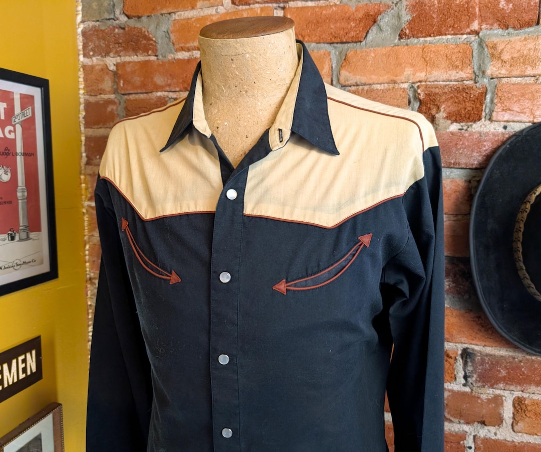 Chemise western vintage des années 1980 à boutons