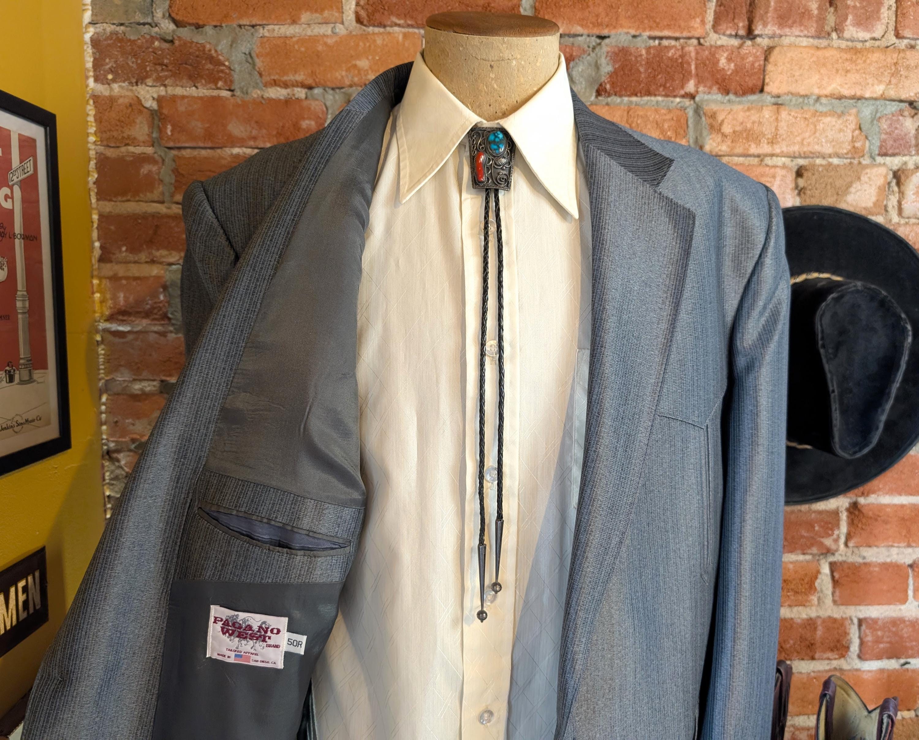 1980s Shiny Silver Western Suit Jacket Men