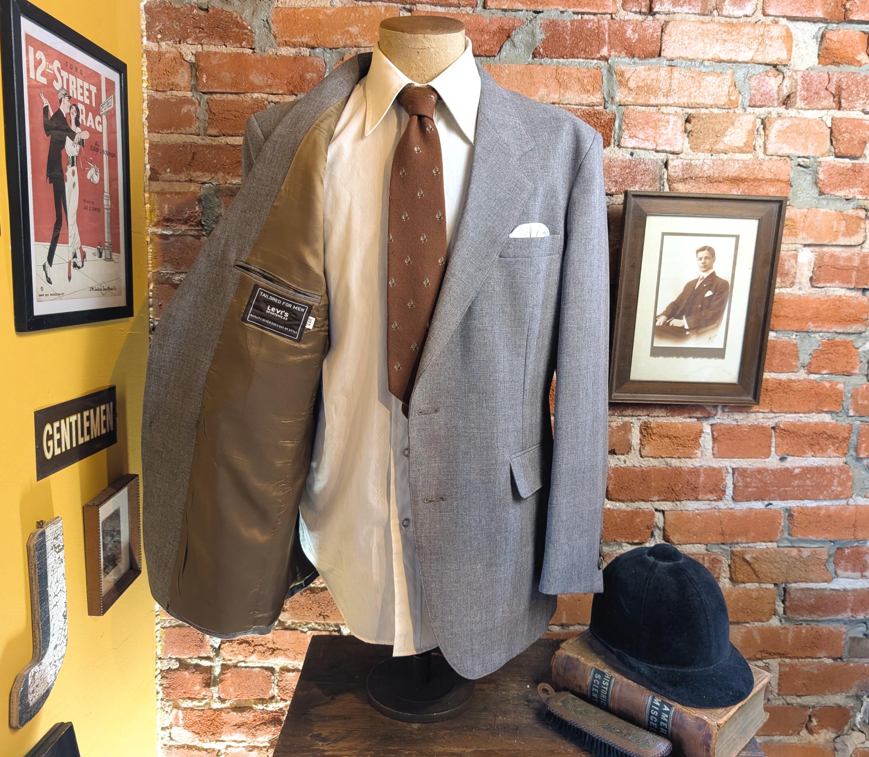 レア 70's Levi's Sportswear Wool Jacket 1970s LEVI'S Sportswear Suit Jacket Vintage Men's Disco Era Gray