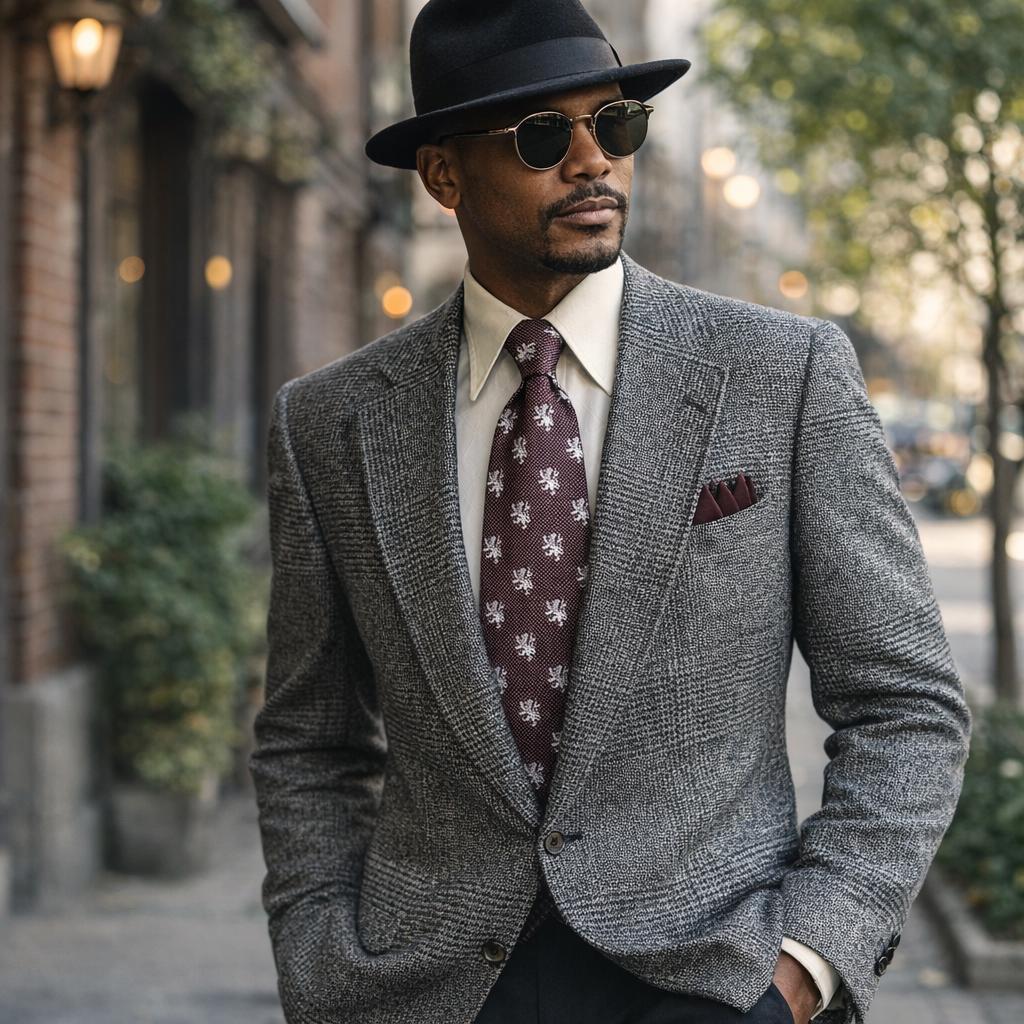 ♡美品♡メンズ エトロ ミラノウール グレー ジャケット&パンツ スーツ 1980s Vintage TWEED Gray and Teal Houndstooth Men's Suit Jacket
