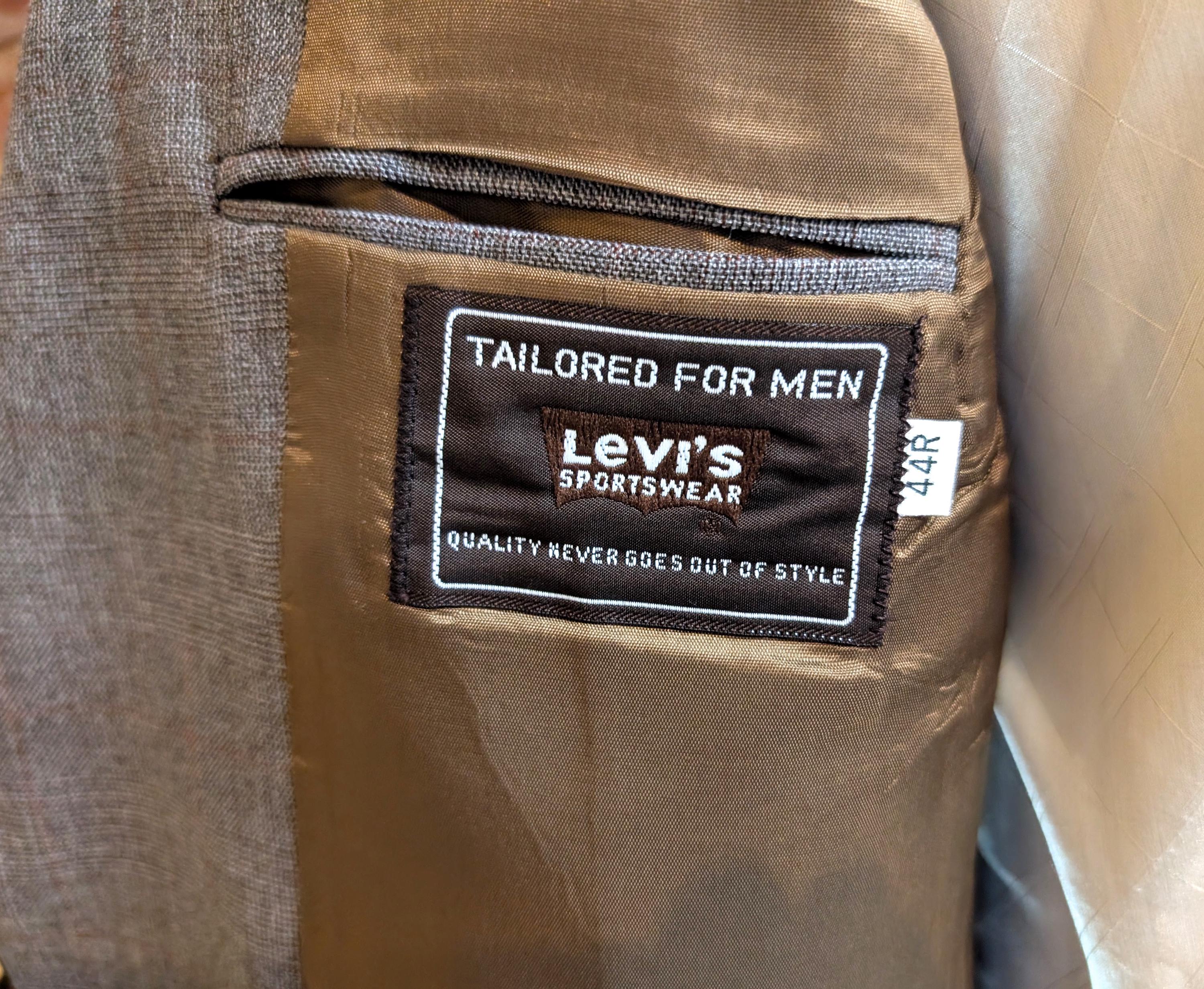1970s LEVI'S Sportswear Suit Jacket Vintage Men's Disco Era Gray