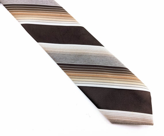 1970s DON LOPER Tie Men's Vintage Brown Striped P… - image 2