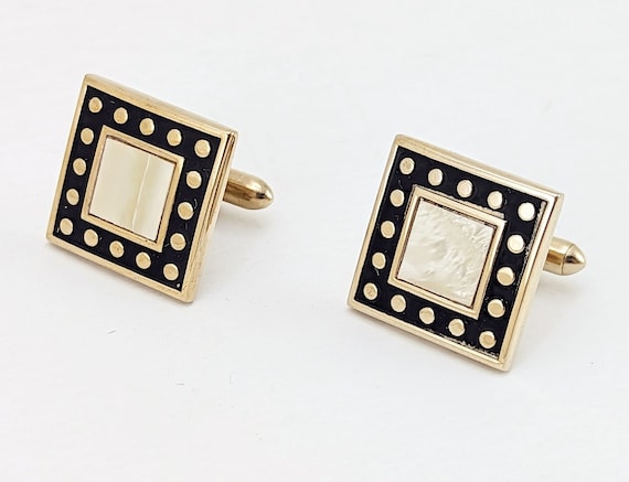 1960s SWANK Mother-of-Pearl Cufflinks Men's Mid C… - image 1