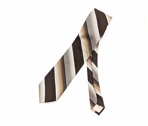 1970s DON LOPER Tie Men's Vintage Brown Striped P… - image 4