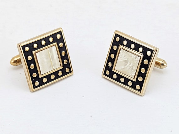 1960s SWANK Mother-of-Pearl Cufflinks Men's Mid C… - image 2