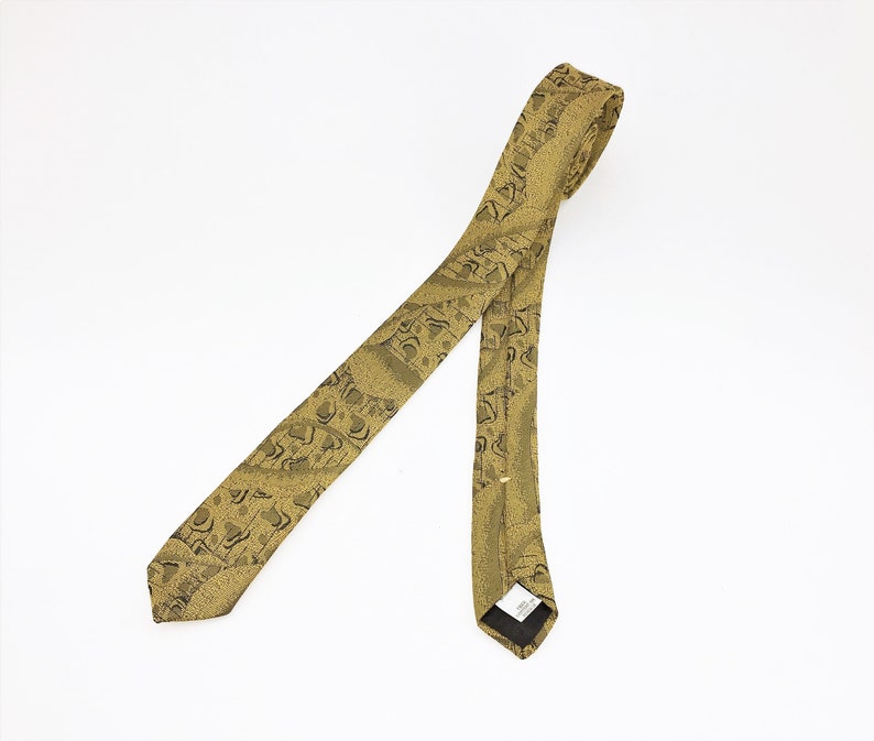 1980s Men's Skinny Gold Tie Vintage 80s Black & Mustard - Etsy