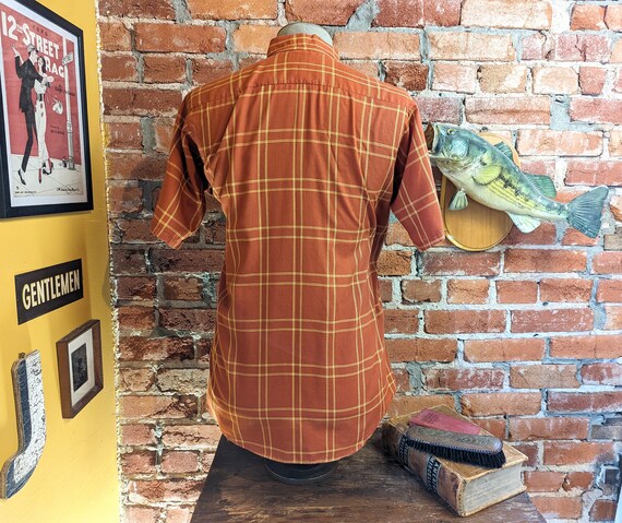 1960s Plaid Men's Shirt Vintage Short Sleeve Butt… - image 7