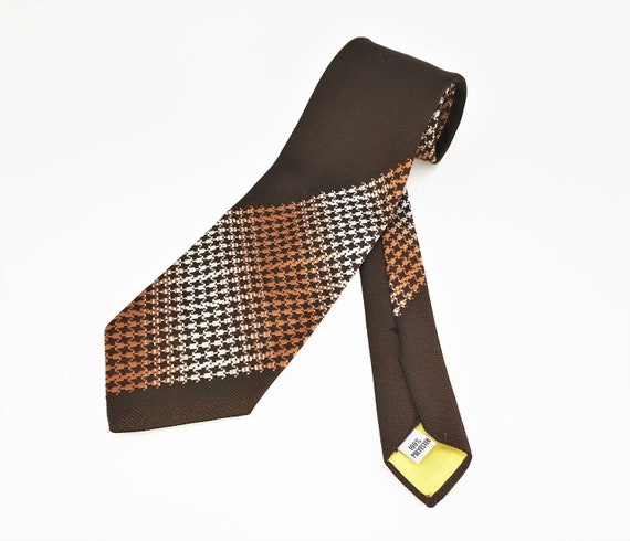 1970s Disco Era Wide Brown 100% Polyester Necktie… - image 3