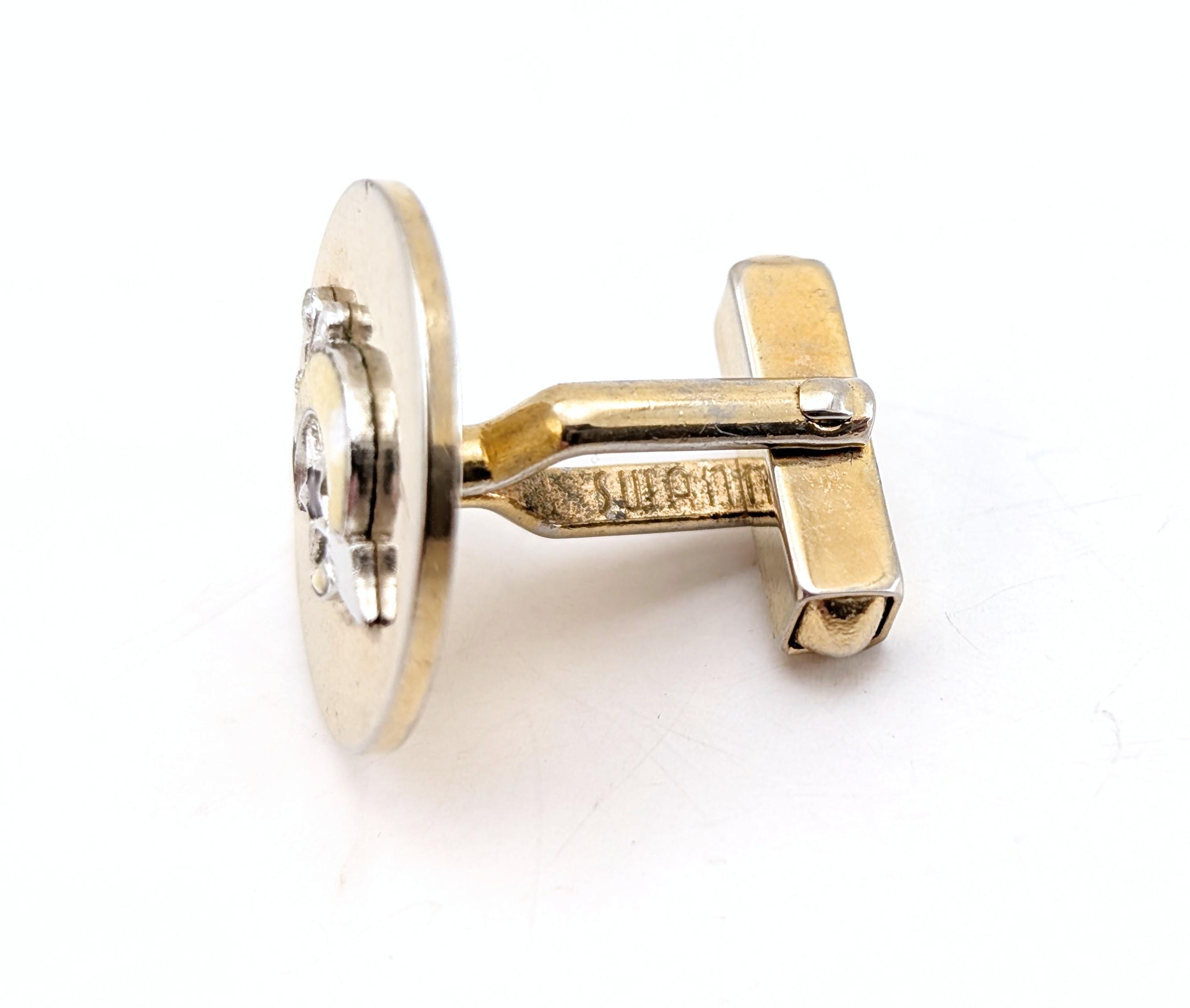 Boutons De Manchette Maçonniques Vintage SCHRINER En Or 14K - Croissant Et Étoile - Occasion