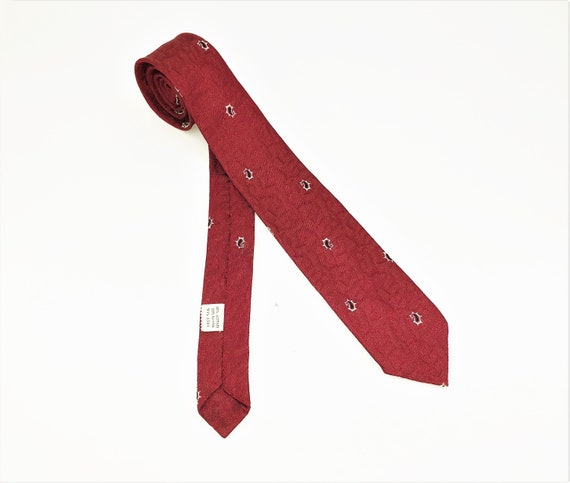 1950s-60s Skinny Red Paisley Tie Mad Men Era Mid … - image 5