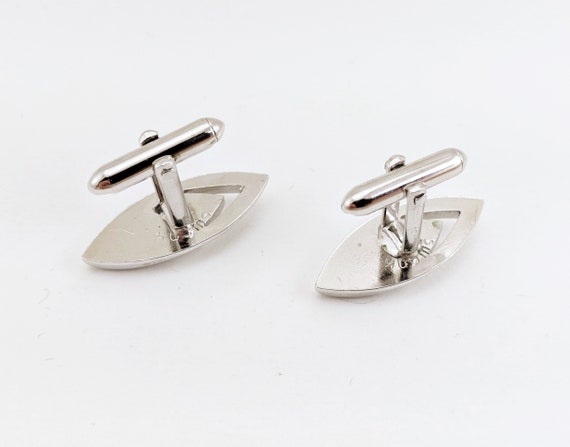 Boutons De Manchette Vintage Swank Années 50 - Pierre Verte Ton Argenté - Homme