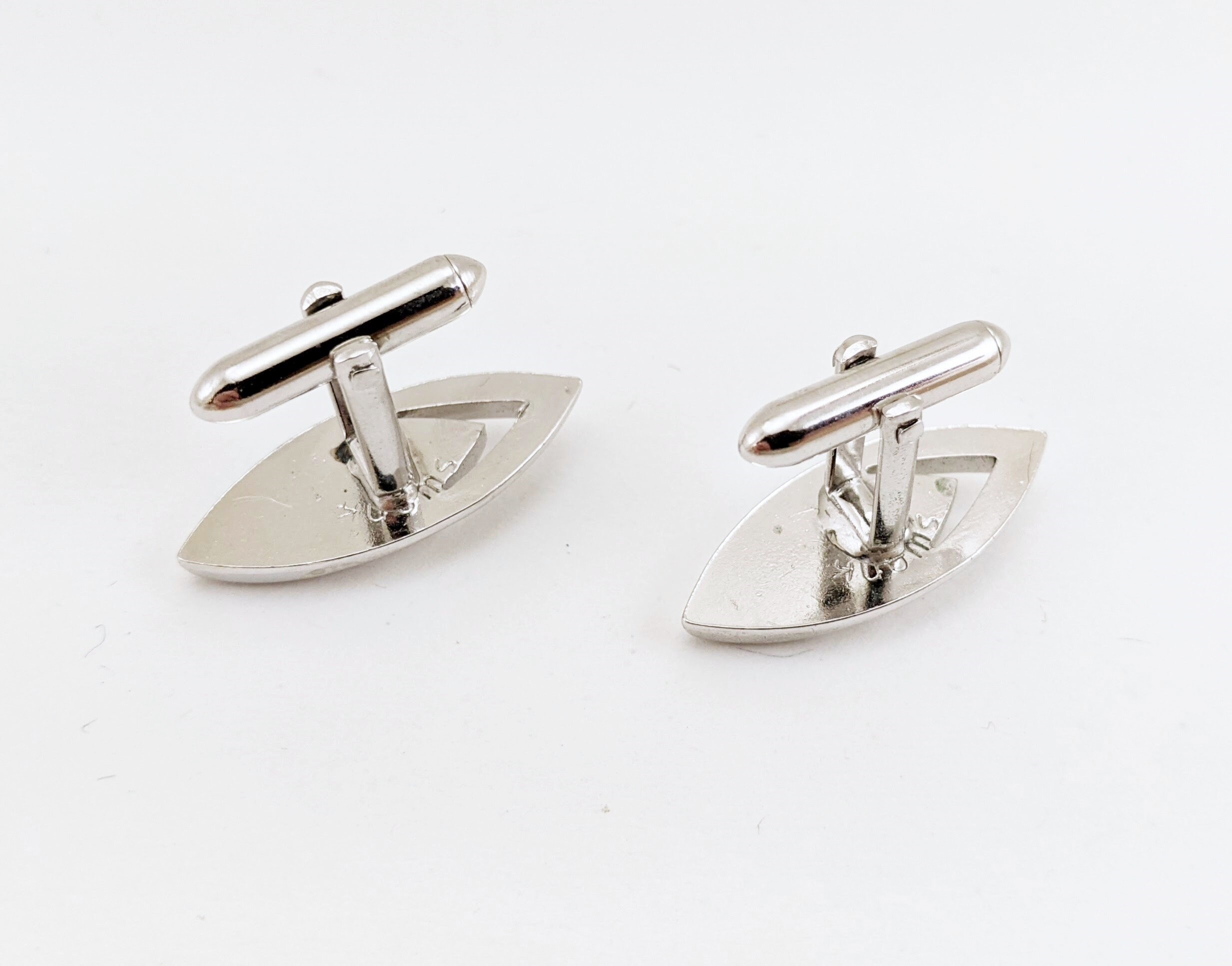 Boutons De Manchette Vintage Swank Années 60 - Or, Argent Et Laiton Damasquiné - Style Géométrique