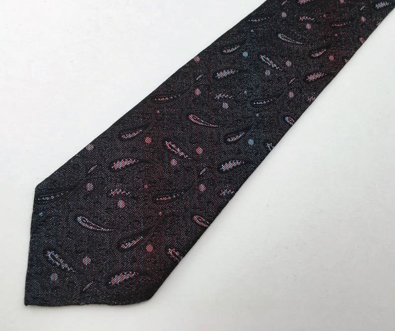 1950s-60s Mod Black Paisley Tie Mad Men Era Skinny Narrow Mid | Etsy