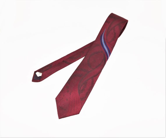 1980s Vintage Red Skinny Necktie Narrow Men's Vin… - image 5