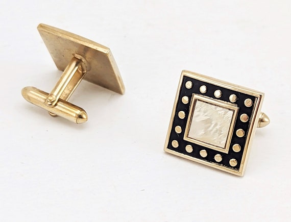 1960s SWANK Mother-of-Pearl Cufflinks Men's Mid C… - image 3