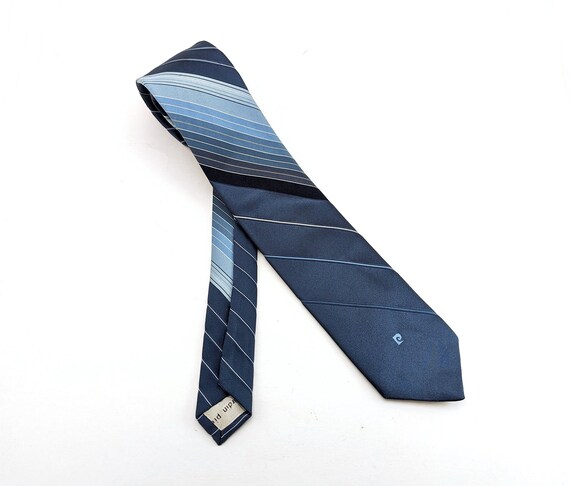 1970s PIERRE CARDIN Tie Men's Vintage Blue Stripe… - image 4