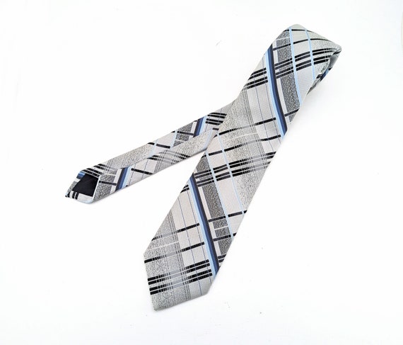 1970s JCPenney Men's Shop Plaid Tie Disco Era Tie… - image 1