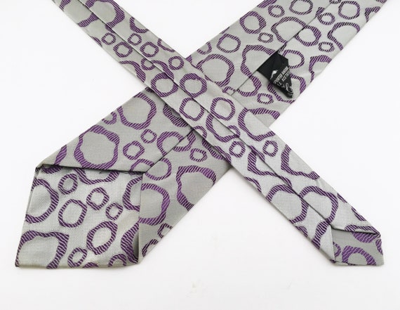 1970s Wide Silver & Purple Abstract Tie Men's Vin… - image 7