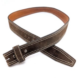 1970s Vintage Men&#39;s Brown Suede Leather Belt for your own favorite belt buckle by K-Mart - Size 34-36 (MEDIUM)