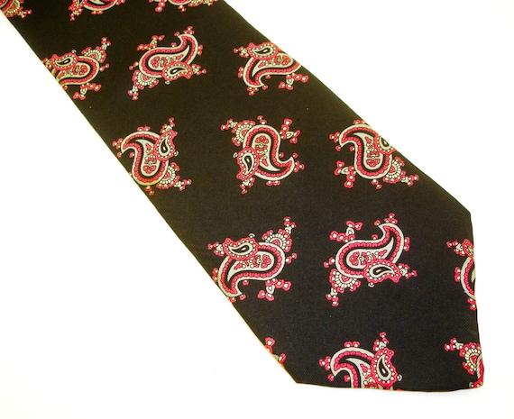 1970s Wide Silk Paisley Tie Mens Vintage All Silk