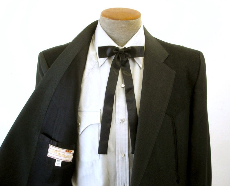 Vintage Black Satin Western Tie Mid Century Cowboy Style Etsy Australia