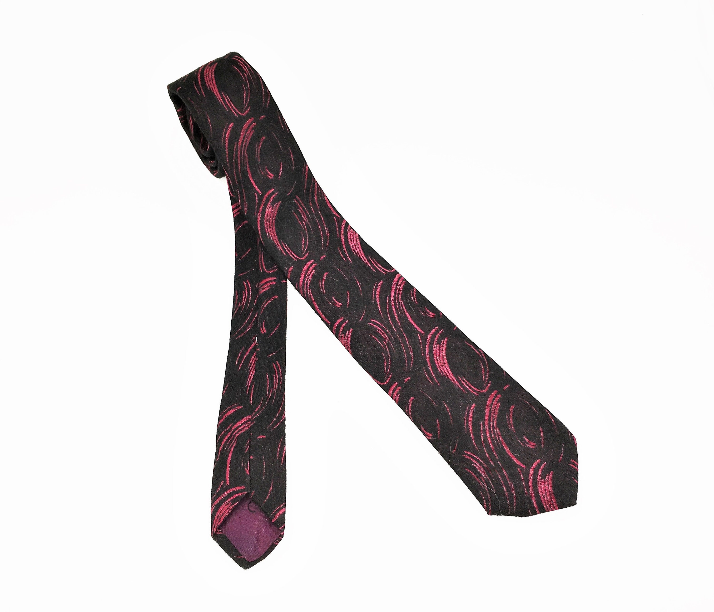 1980s Men's Skinny Tie Vintage 80s Pink & Black Narrow | Etsy