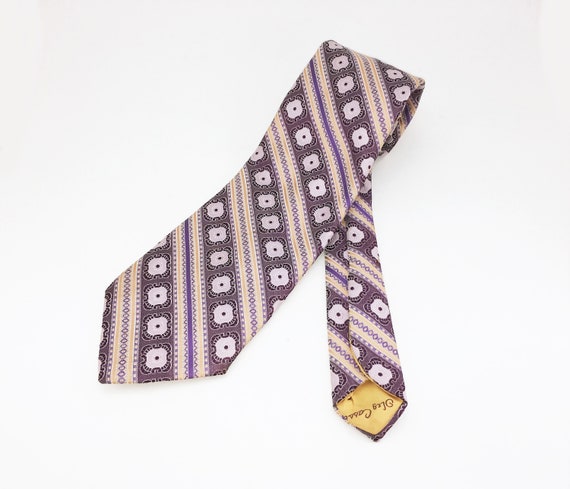 1970s Oleg Cassini Tie Men's Vintage Wide Purple … - image 3
