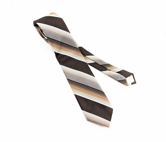 1970s DON LOPER Tie Men's Vintage Brown Striped P… - image 5