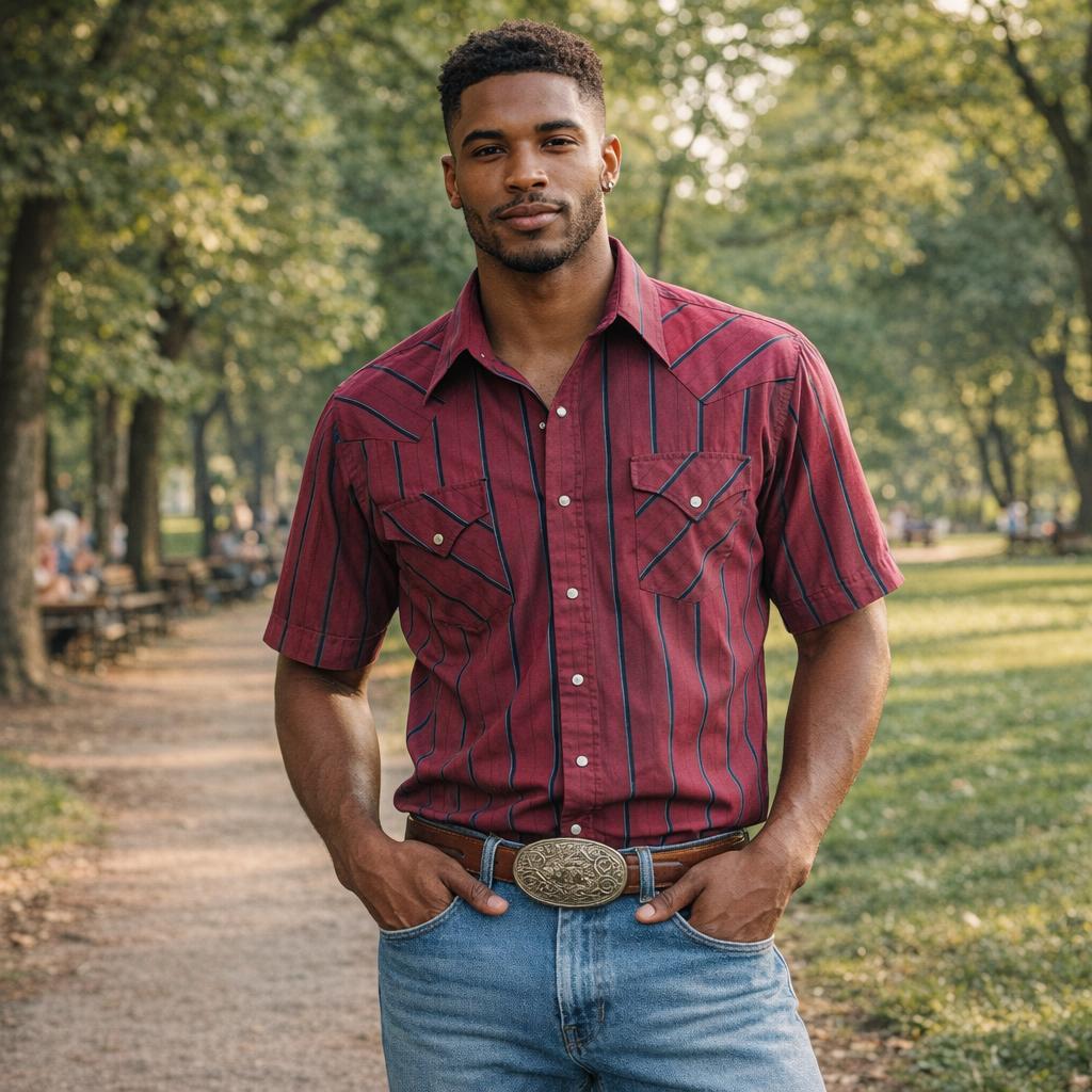 Chemise Western Ely Cattleman - Bleu à Carreaux - Manches Longues - Taille L