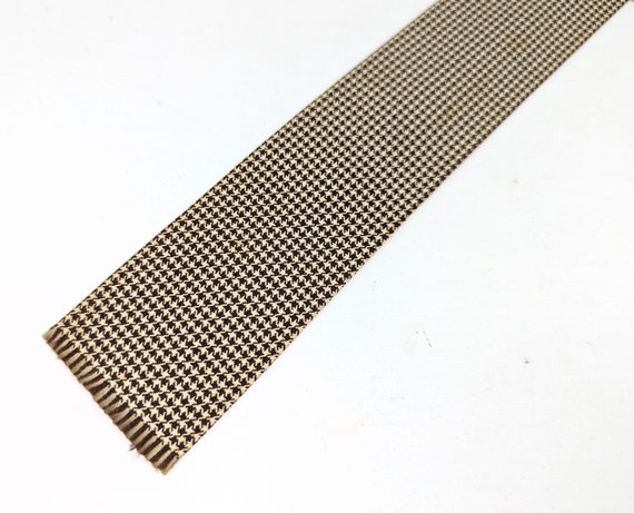 1950s Square Skinny Tie Men's Vintage Brown & Bei… - image 2