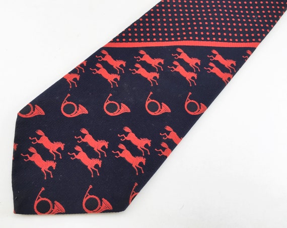 1970s Horse Necktie Men's Vintage Disco Era Wide … - image 4