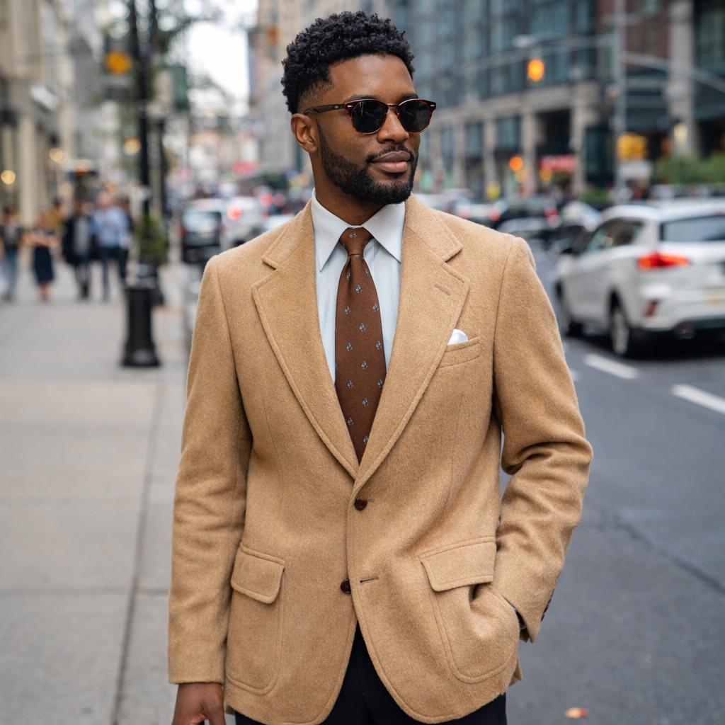 1970s Bill Blass 100% Camel Hair Men's Suit Jacket Vintage Light