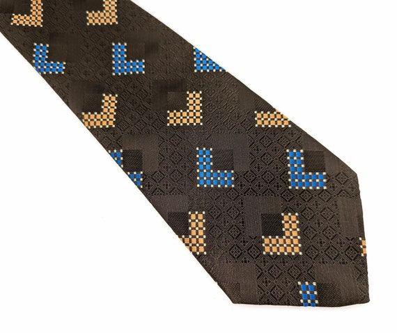 1970s Wide Brown Abstract Tie Men's Vintage Disco… - image 4