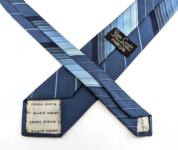 1970s PIERRE CARDIN Tie Men's Vintage Blue Stripe… - image 6