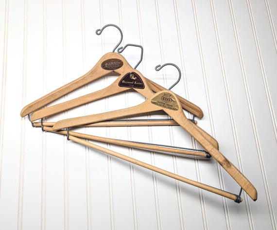 Lot of 3 1950s-60s Vintage Wood Hangers Mad Men Era Advertising
