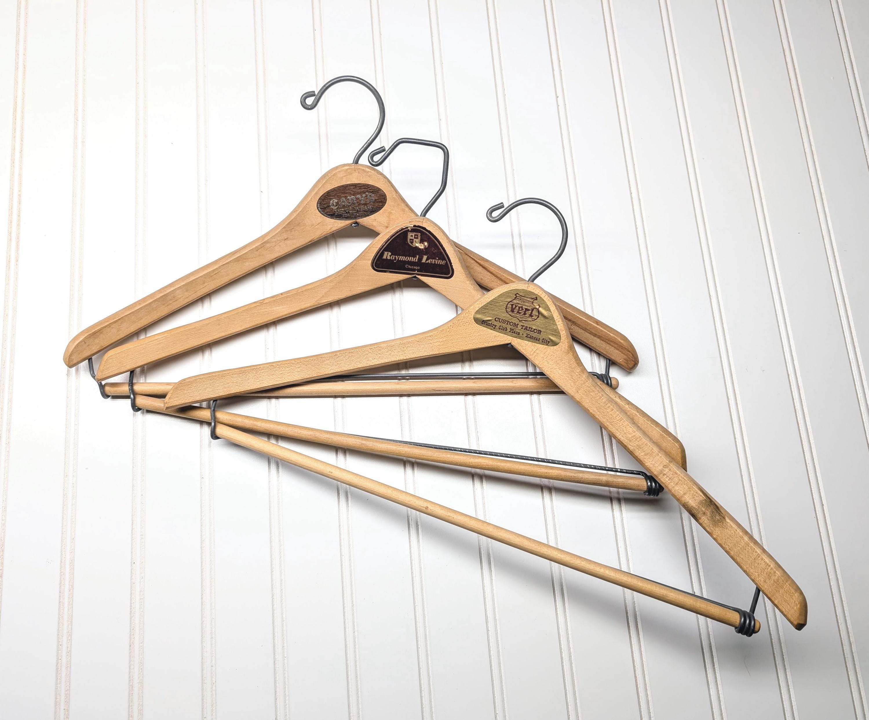 Lot of 3 1950s-60s Vintage Wood Hangers Mad Men Era Advertising