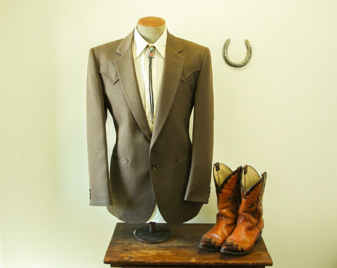 70s FALCONE Western Suit Jacket / Blazer Mens Vintage Brown Etsy