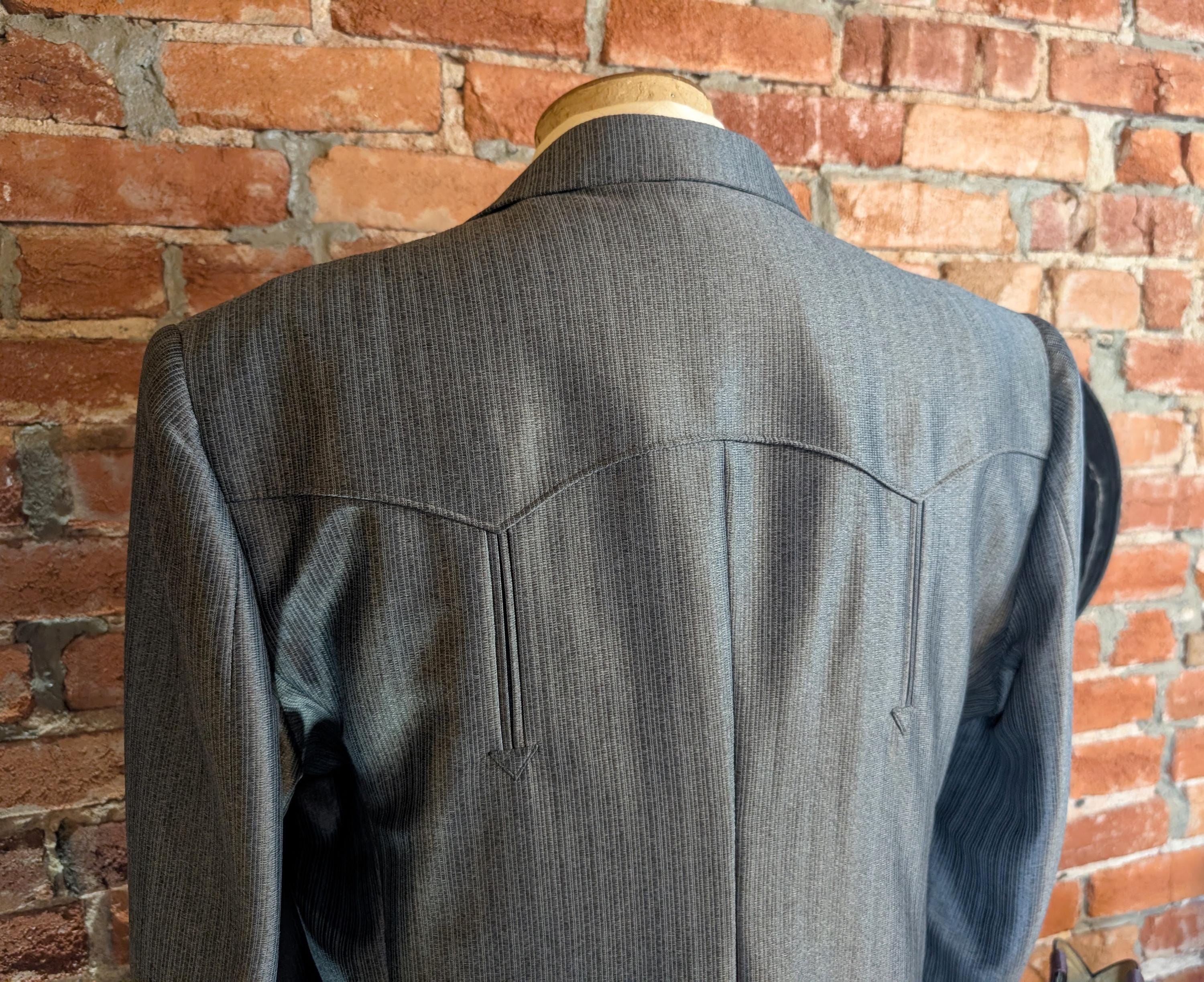 1980s Shiny Silver Western Suit Jacket Men