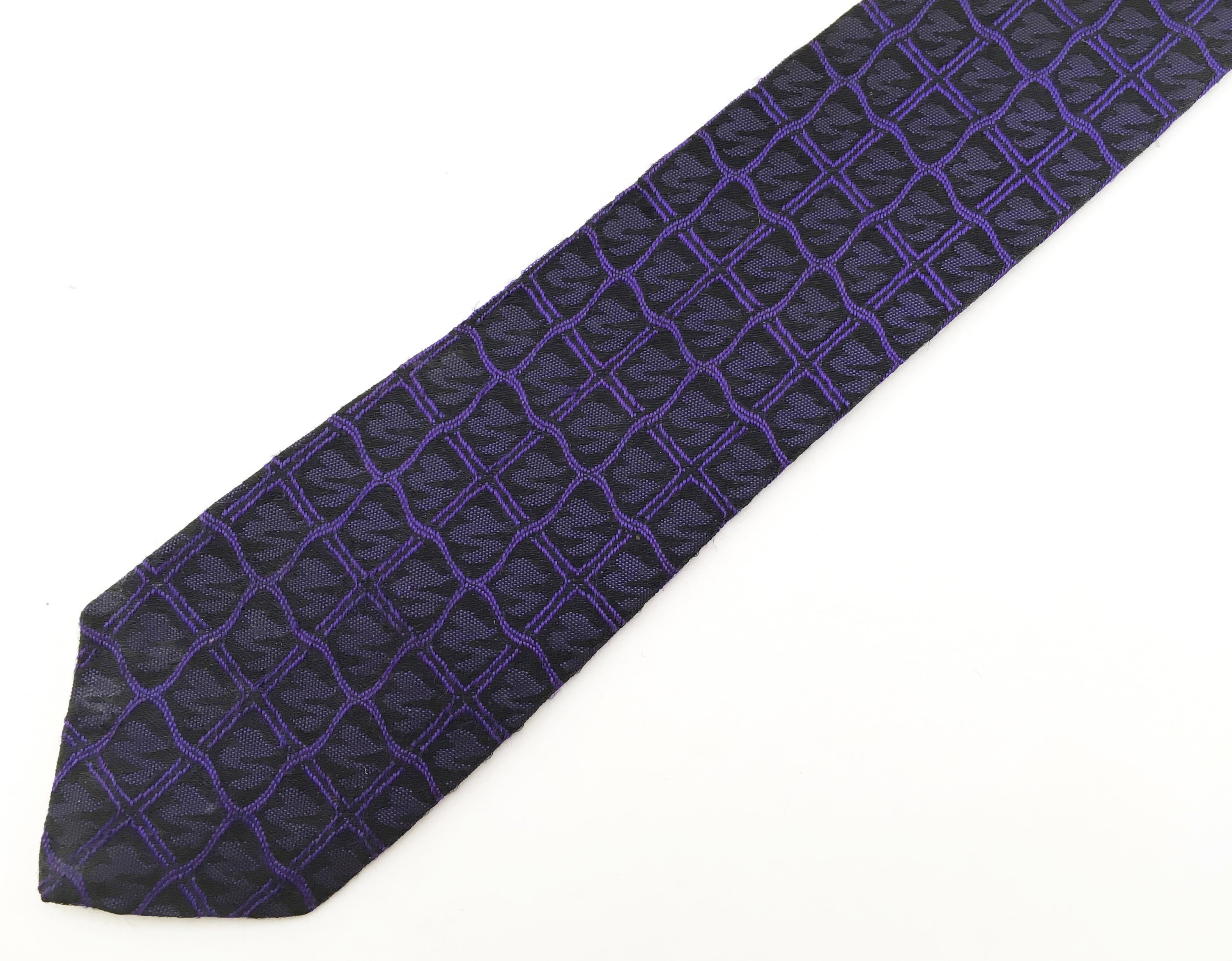 1980s Vintage Purple & Black Skinny Necktie Super Narrow Shiny | Etsy