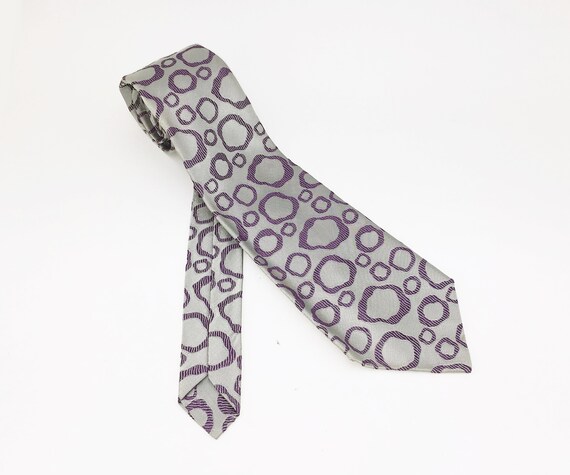 1970s Wide Silver & Purple Abstract Tie Men's Vin… - image 6