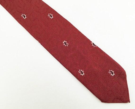 1950s-60s Skinny Red Paisley Tie Mad Men Era Mid … - image 2