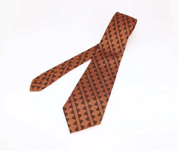 1960s MOD Copper Orange Tie Mad Men Era Mid Centu… - image 1