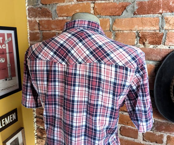 90'S ALASKA Long Sleeve Flannel Check Shirt Men's XL Vintage cotton red type Vintage Second Hand main image 0
