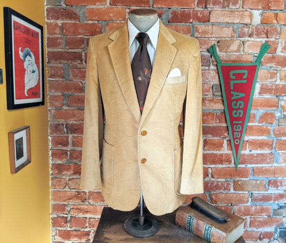 1970s Corduroy Sport Coat Vintage Men's Light Brow