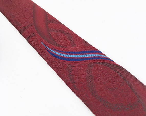 1980s Vintage Red Skinny Necktie Narrow Men's Vin… - image 4