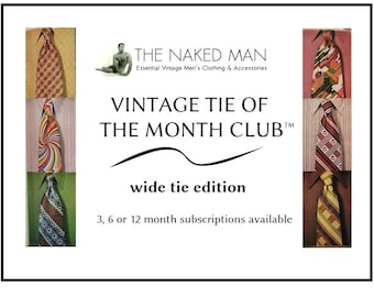 Vintage Tie of the Month Club WIDE TIE EDITION Choose 3, 6 or 12 Month Men&#39;s 1970s Necktie Subscription Free Domestic Shipping Included