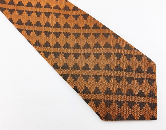 1960s MOD Copper Orange Tie Mad Men Era Mid Centu… - image 4