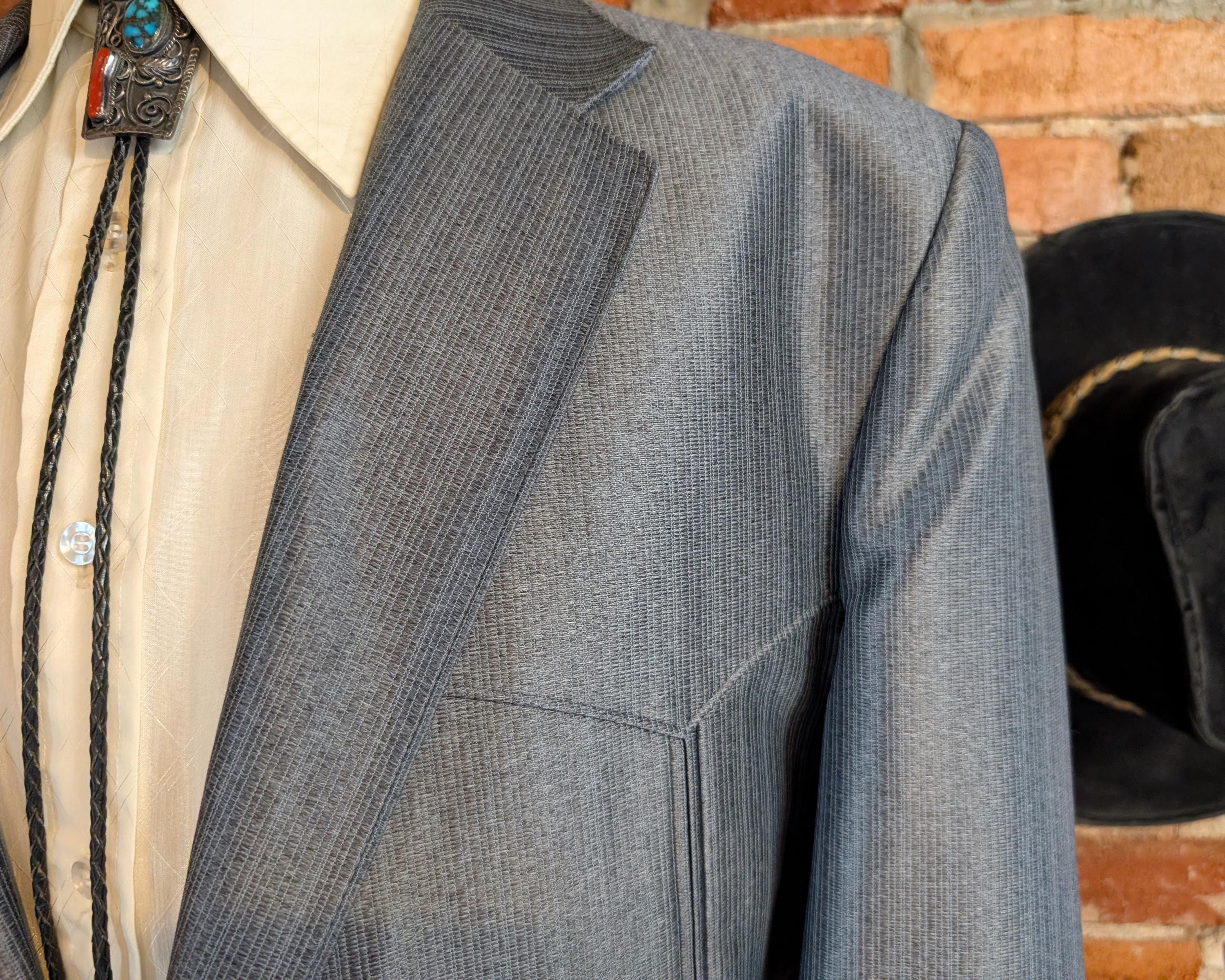 1980s Shiny Silver Western Suit Jacket Men